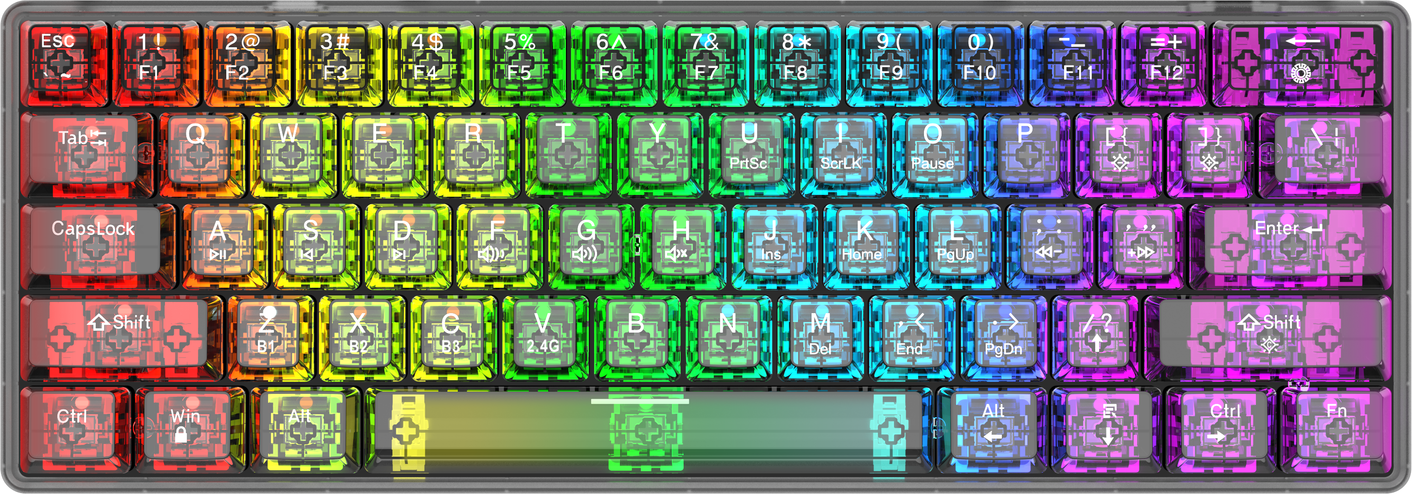 ANEEX BKB610 Ice-Clear Full Transparent Tri-Mode Mechanical Keyboard